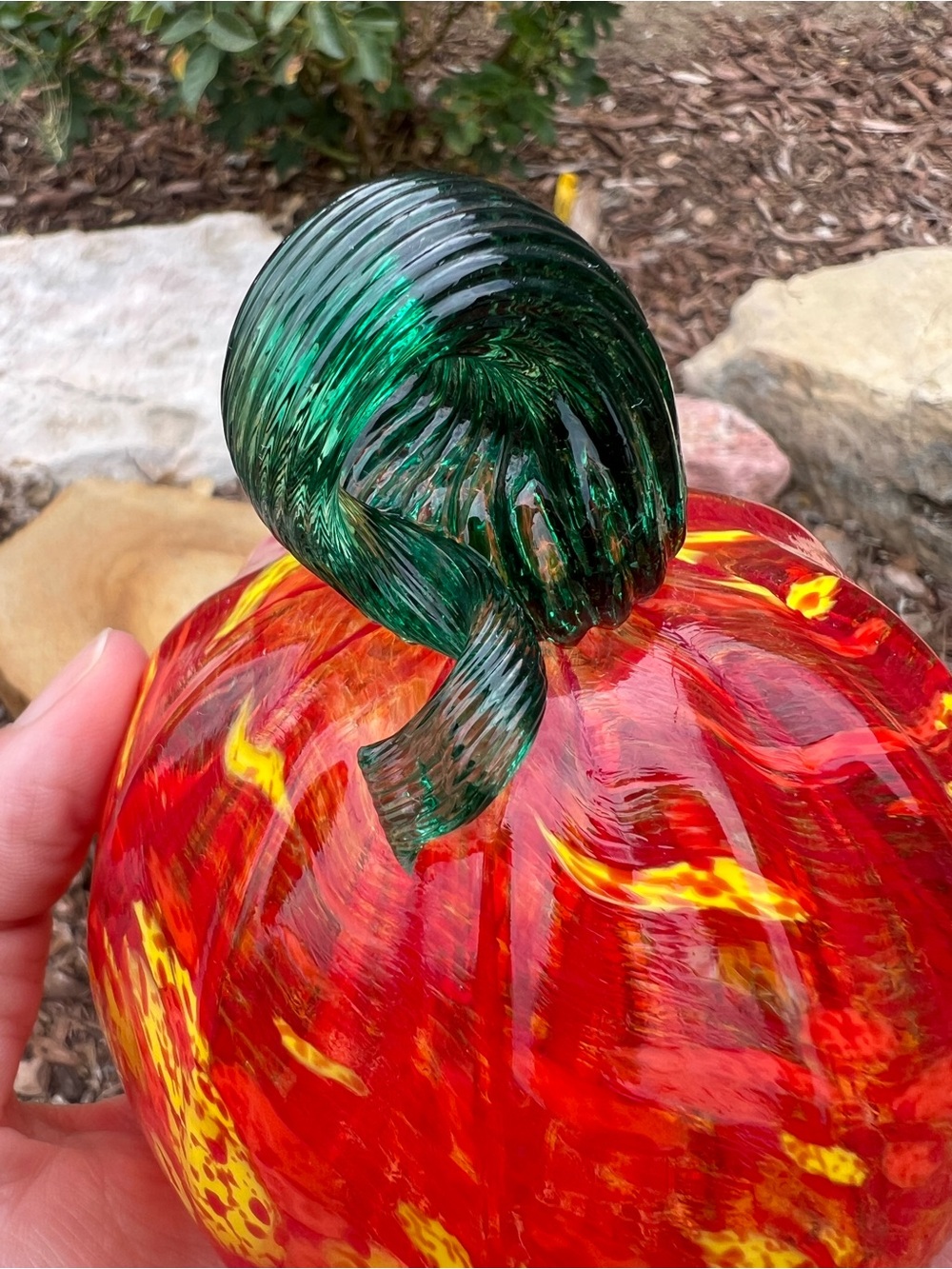 Handblown Glass Pumpkin From woodland Colorado Autumn Halloween Thanksgiving - Picture 7 of 11
